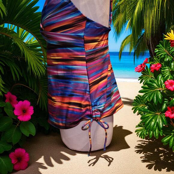 Tropical Escape Multi Color Swimsuit Top - Size XL - Picture 5 of 6